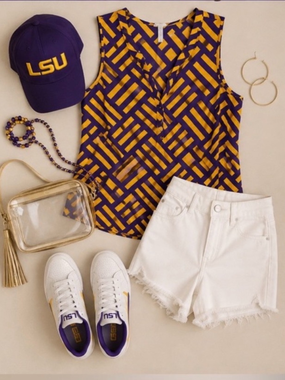 Mud Pie Purple Gold Sleeveless Tunic Blouse